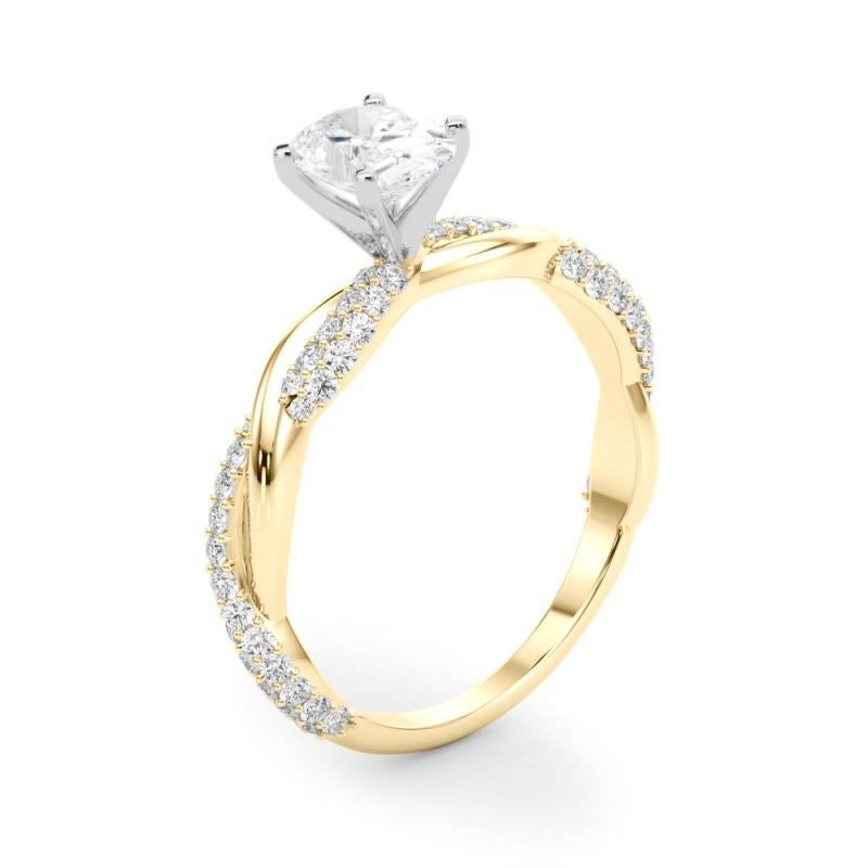 GIA 0,8 Carati Oval Twisted Pave Braided Band Anello con diamanti in oro giallo 18K in vendita 1