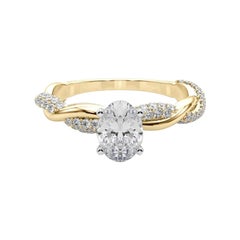 GIA 0,8 Carati Oval Twisted Pave Braided Band Anello con diamanti in oro giallo 18K