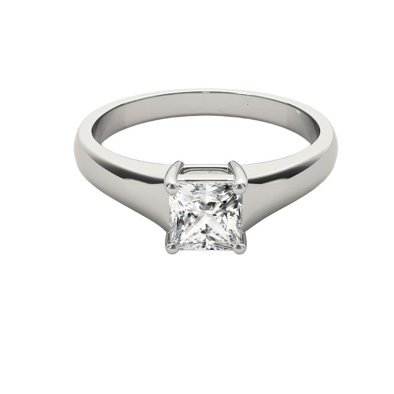 GIA 0.8 Carat Princess Cut Solitaire Four-Prong 18K White Gold Diamond Ring