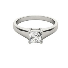 GIA 0.8 Carat Princess Cut Solitaire Four-Prong 18K White Gold Diamond Ring
