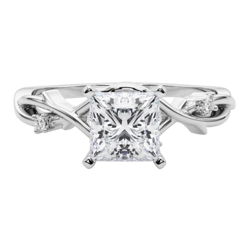 GIA 0,8 Carati Principessa Vine Band Nature Inspired  Anello con diamante