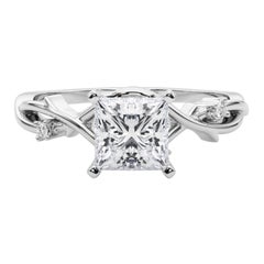GIA 0.8 Carat Princess Vine Band Nature Inspired  Diamond Ring
