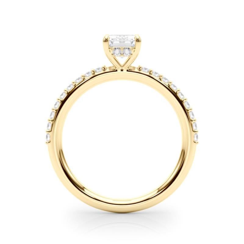 Donna GIA 0,8 Carati Radiant Halo Shared Prong Eternity Anello di diamanti in oro giallo 18K in vendita