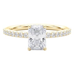 GIA 0,8 Carati Radiant Halo Shared Prong Eternity Anello di diamanti in oro giallo 18K