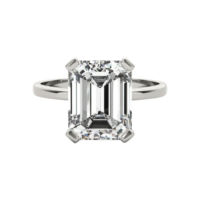 GIA 0,8 Carati Smeraldo Solitario a 4 Punte Cestello in Oro Bianco 18K Diamante