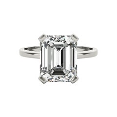 GIA 0,8 Carati Smeraldo Solitario a 4 Punte Cestello in Oro Bianco 18K Diamante