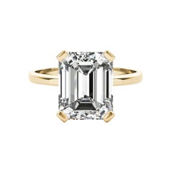 GIA 0.8 Carat Solitaire Emeraude Panier 4-Prong Bague diamant en or jaune 18K