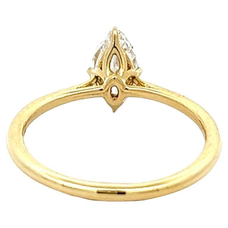 GIA 0.80 Carat Antique Marquise Cut Diamond 18 Karat Yellow Gold Solitaire Ring 2