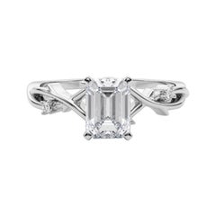 GIA 0,80 Carati Emerald Vine Band Anello di diamanti in oro bianco 18K ispirato alla Nature
