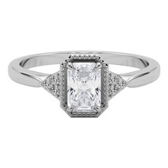GIA 0,80 Karat Milgrain Radiant Geometrische Lünette 18K Weißgold Diamantring