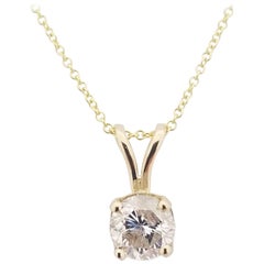 GIA 0.80 Carat Round Diamond Pendant 14 Karat Yellow Gold