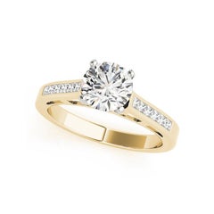 GIA 0,80 Karat Runder & Prinzessin Kanal Solitär 18K Gelbgold Diamantring