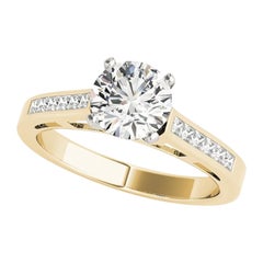 GIA 0,80 Karat Runder & Prinzessin Kanal Solitär 18K Gelbgold Diamantring
