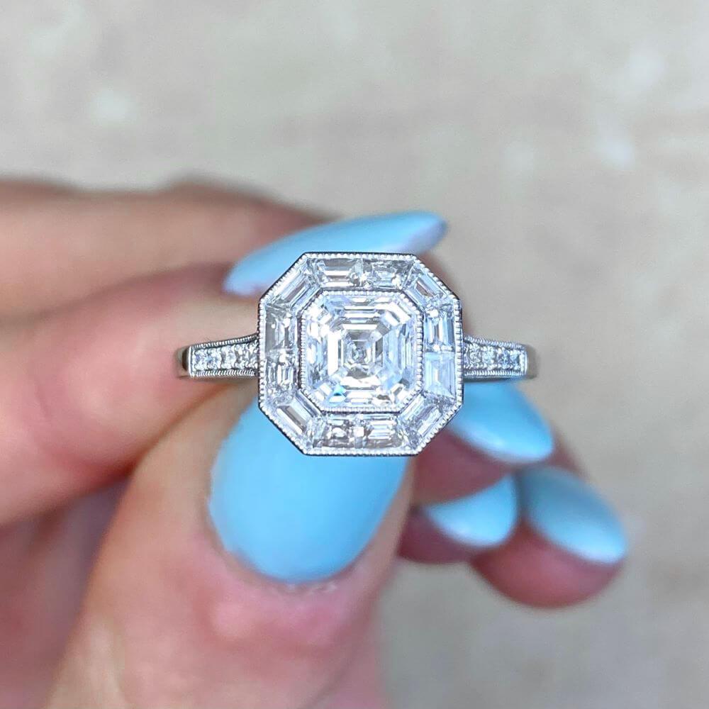 GIA 0.80ct Asscher Cut Diamond Engagement Ring, I Color, Platinum For Sale 5