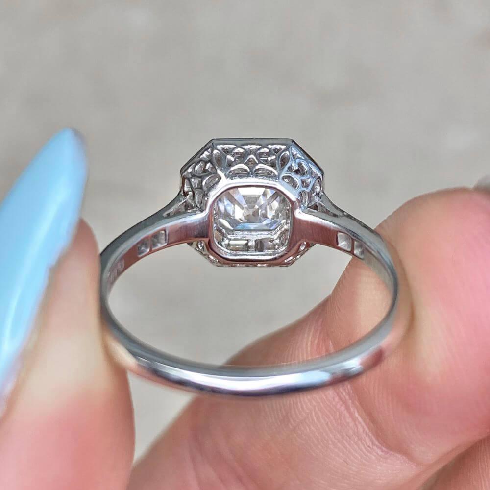GIA 0.80ct Asscher Cut Diamond Engagement Ring, I Color, Platinum For Sale 6