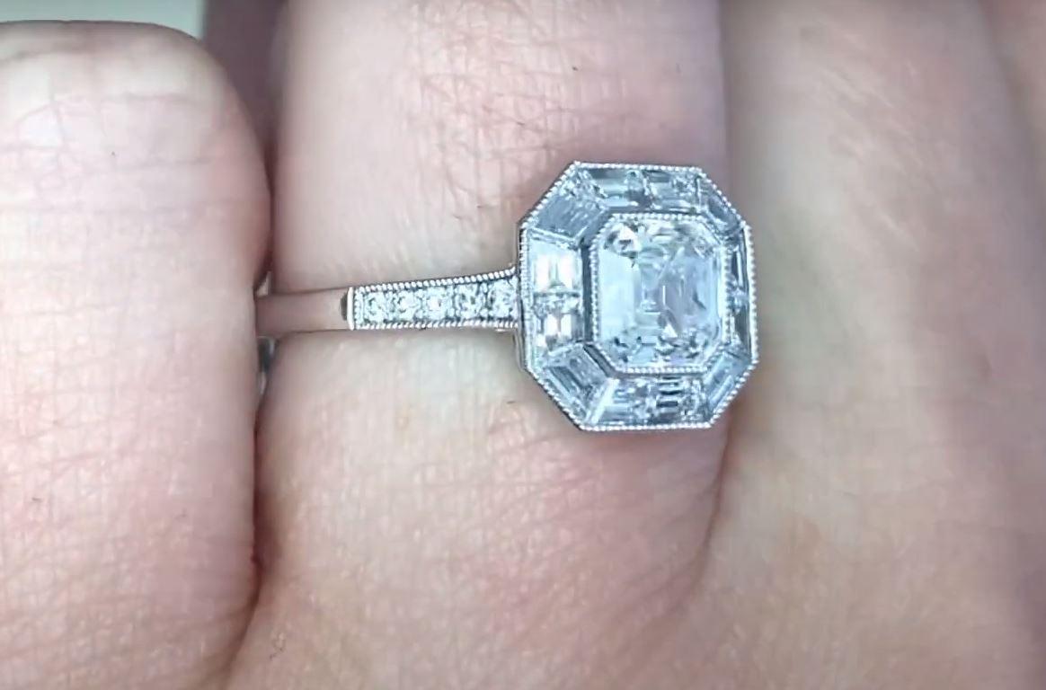 GIA 0.80ct Asscher Cut Diamond Engagement Ring, I Color, Platinum For Sale 1