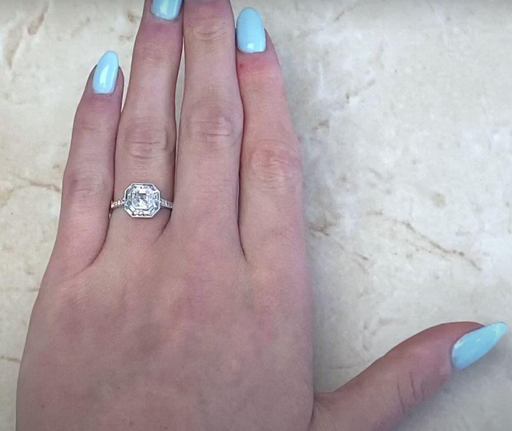 GIA 0.80ct Asscher Cut Diamond Engagement Ring, I Color, Platinum For Sale 4