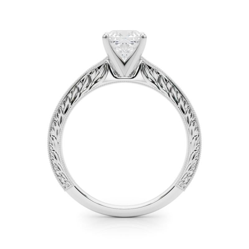 Women's GIA 0.80ct Cushion Classic Solitaire Antique Engraved Diamond Ring For Sale