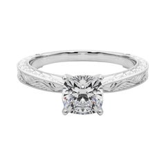 GIA 0.80ct Cushion Classic Solitaire Antique Gravé Bague diamant