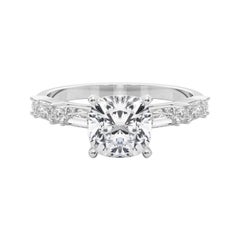 GIA 0.80ct Cushion Round & Baguette Channel Band  Diamond Ring