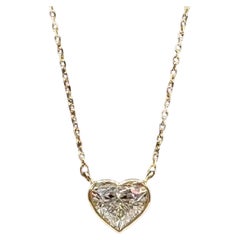 GIA 0.80ct E VS2 Heart Diamond Necklace 14K Yellow Gold