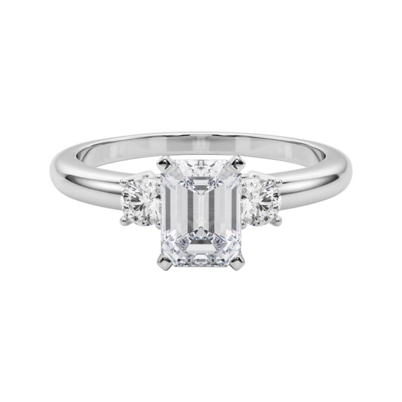 GIA 0,80ct Emerald 3-Stone Passato, presente e futuro  Anello con diamante