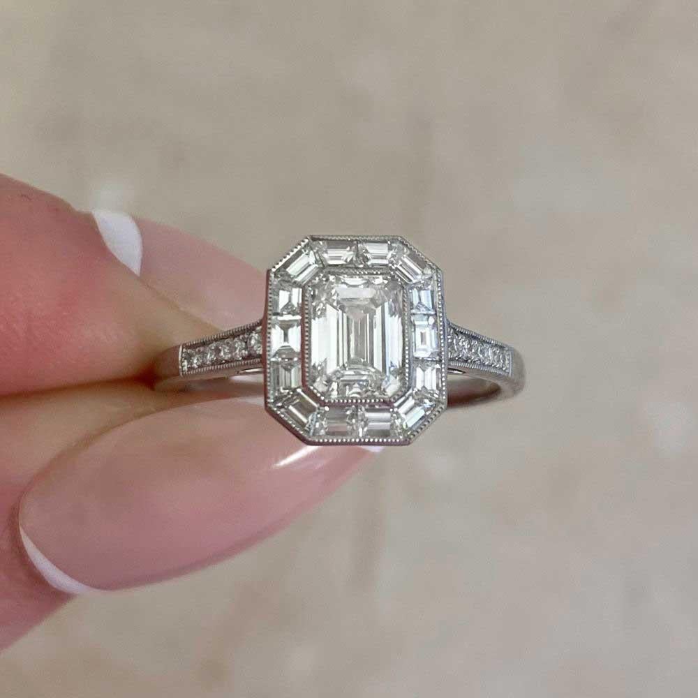 GIA 0.80ct Emerald Cut Diamond Engagement Ring, H Color, VS1 Clarity, Platinum 5