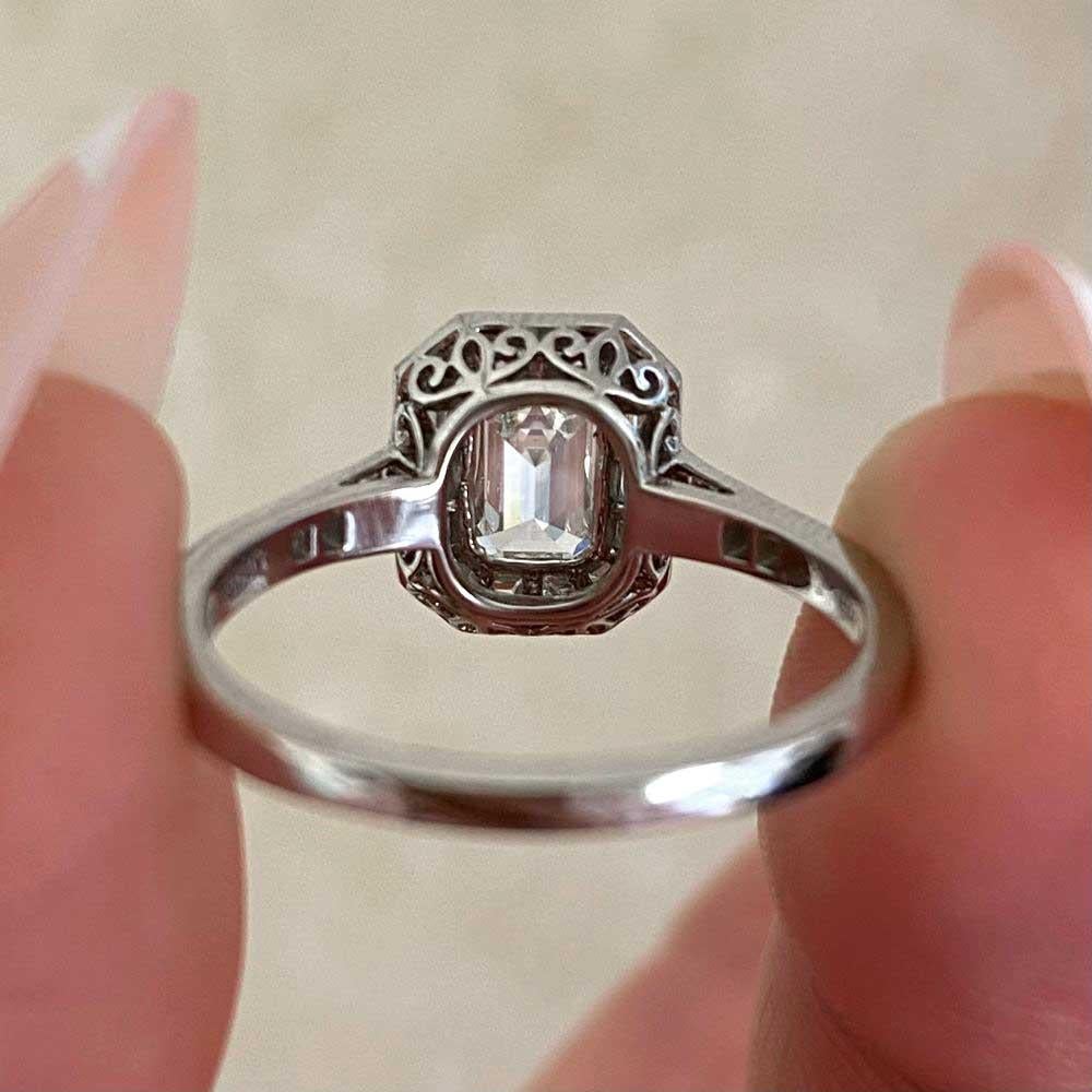 GIA 0.80ct Emerald Cut Diamond Engagement Ring, H Color, VS1 Clarity, Platinum 6
