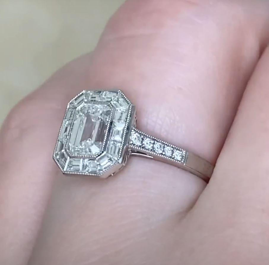 GIA 0.80ct Emerald Cut Diamond Engagement Ring, H Color, VS1 Clarity, Platinum 2