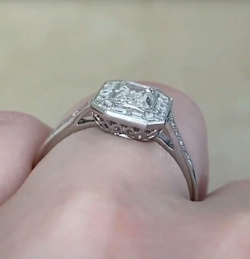 GIA 0.80ct Emerald Cut Diamond Engagement Ring, H Color, VS1 Clarity, Platinum 3