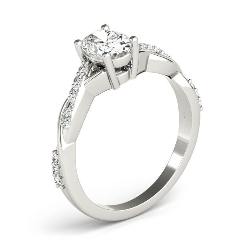 Women's GIA 0.80ct Oval Solitaire Trellis Twisted Vine  Diamond Ring For Sale