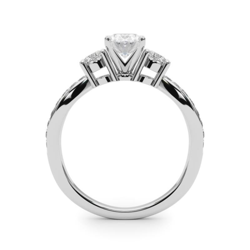 GIA 0.80ct Oval Three-Stone Split Shank Pave  Bague en diamant Neuf - En vente à New York, NY
