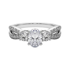 GIA 0.80ct Oval Three-Stone Split Shank Pave  Bague en diamant