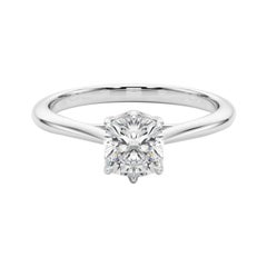 GIA 0,81 Carati Cuscino Solitario Tulipano Cattedrale Oro Bianco 18K Diamanti