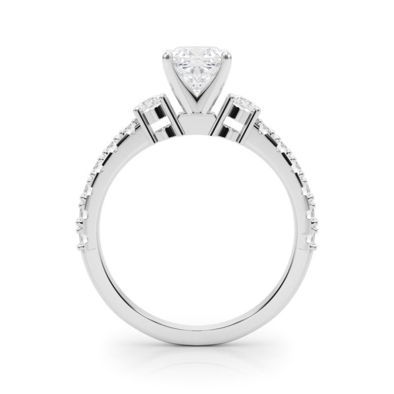GIA 0.81ct Cushion Three-Stone with Diamond Shank  Diamond Ring In New Condition For Sale In New York, NY