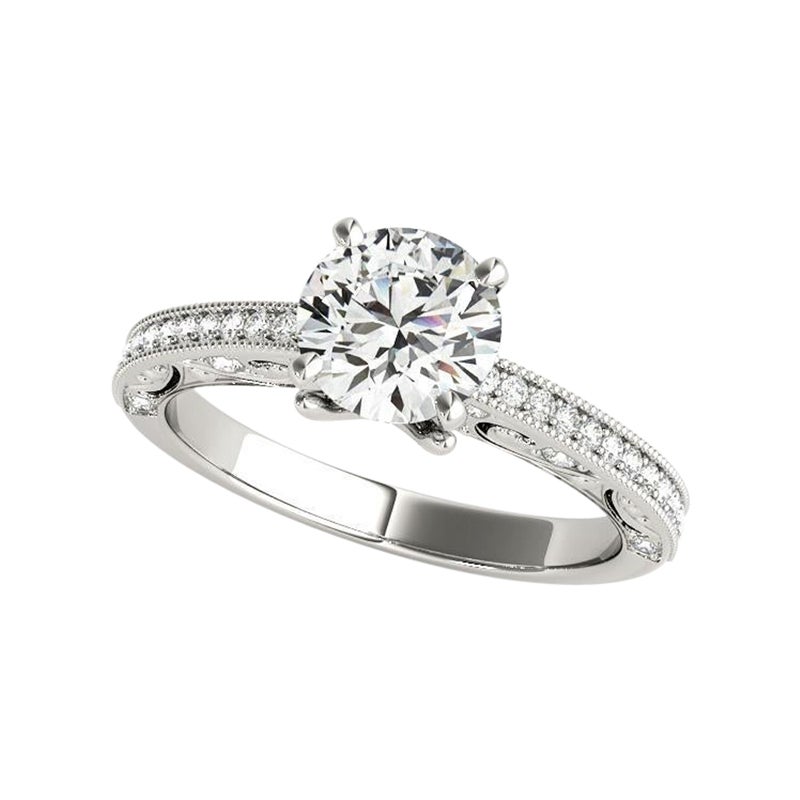 GIA 0,81ct Rotondo a Spalla Rialzata Nastro Vintage  Anello con diamante