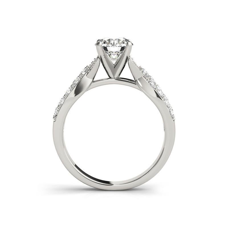 Taglio rotondo GIA 0,81ct Solitario rotondo Infinity Crossover Anello con diamanti in oro bianco 18K in vendita