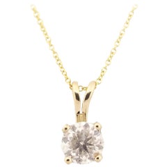 GIA 0.82 Carat Round Diamond Pendant 14 Karat Yellow Gold