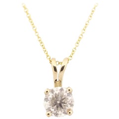 GIA 0.82 Carat Round Diamond Pendant 14 Karat Yellow Gold GIA 0.82 Carat Round Diamond Pendant 14 Karat Yellow Gold