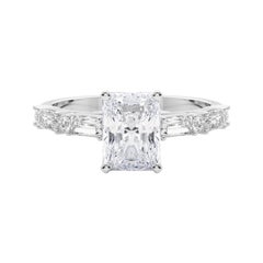 GIA 0.83ct Radiant Round & Baguette Channel Band Bague diamant en or blanc 18K