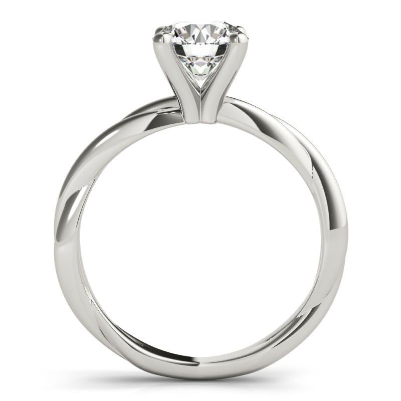 Taille ronde GIA 0.83ct Round Entwined Twisted Band Solitaire Diamond Ring en vente