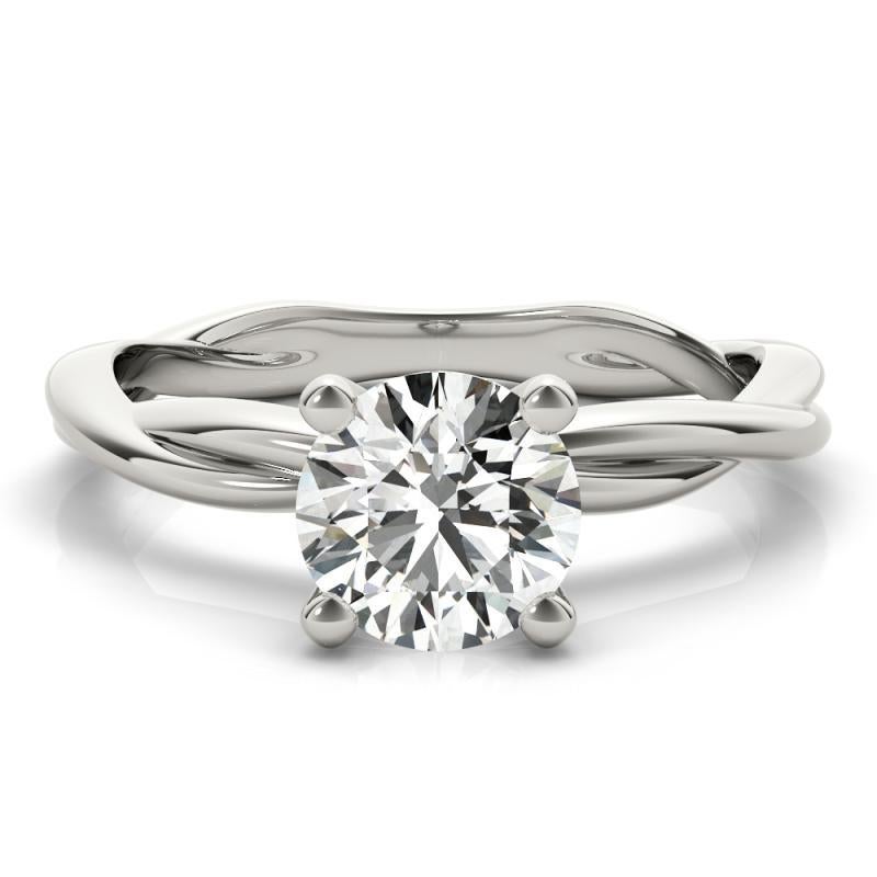 GIA 0.83ct Round Entwined Twisted Band Solitaire Diamond Ring Neuf - En vente à New York, NY