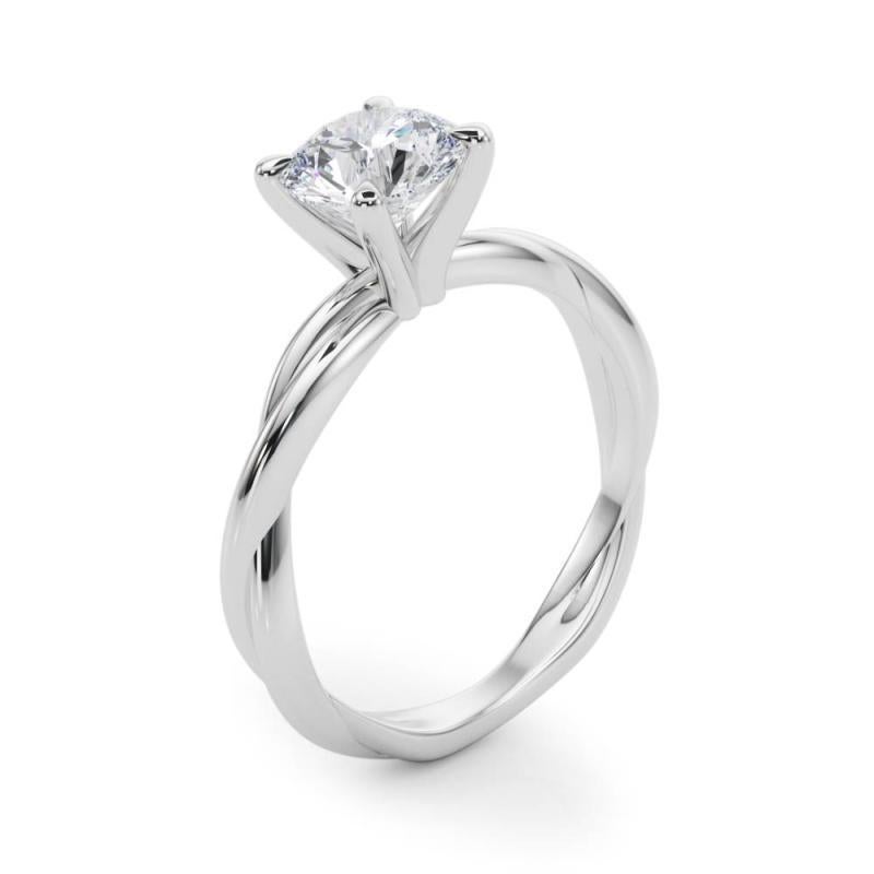 GIA 0.83ct Round Entwined Twisted Band Solitaire Diamond Ring Pour femmes en vente