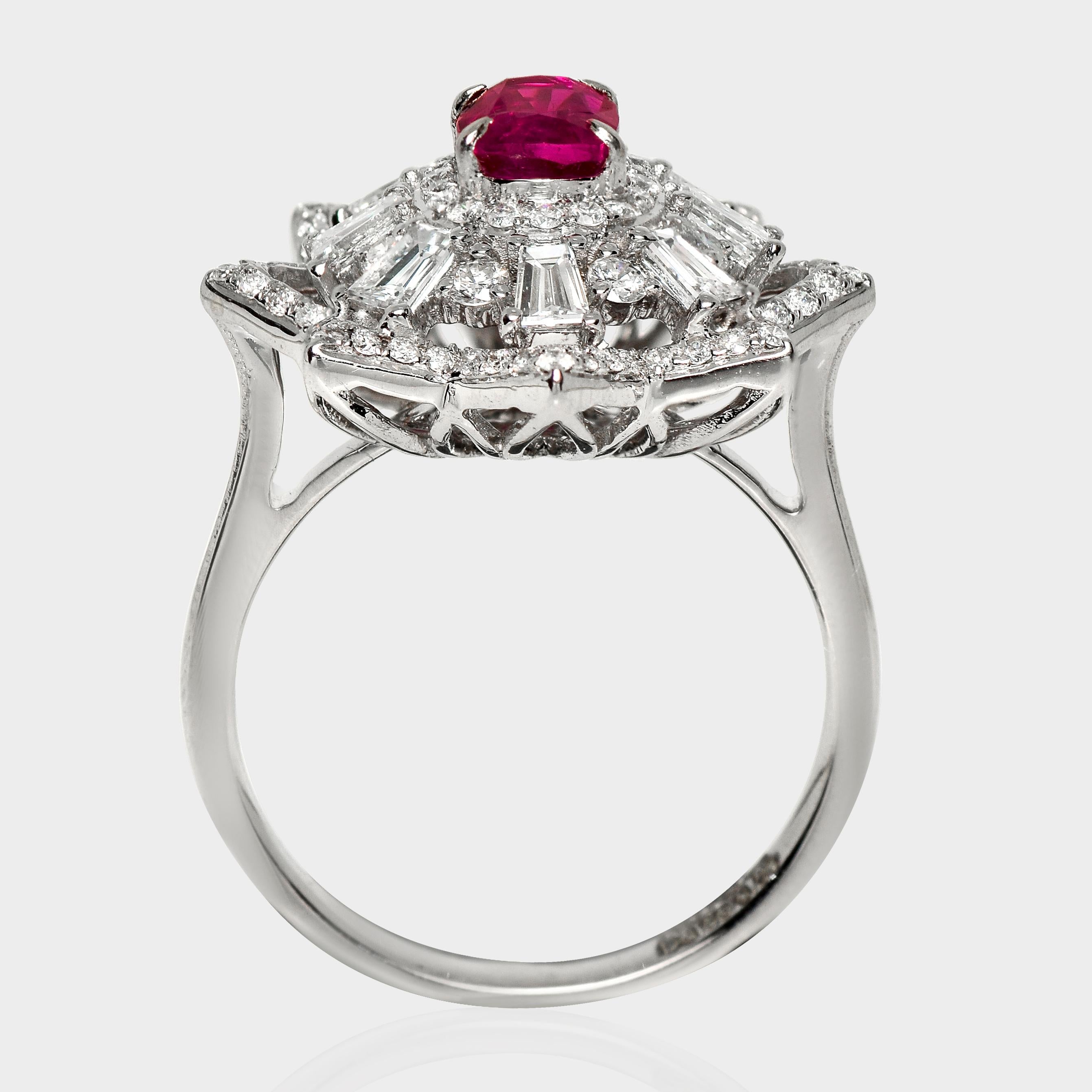 GIA 0.88 ct 18K White Gold Unheated Afghanistan Ruby Engagement Ring im Zustand „Neu“ im Angebot in Kaohsiung City, TW