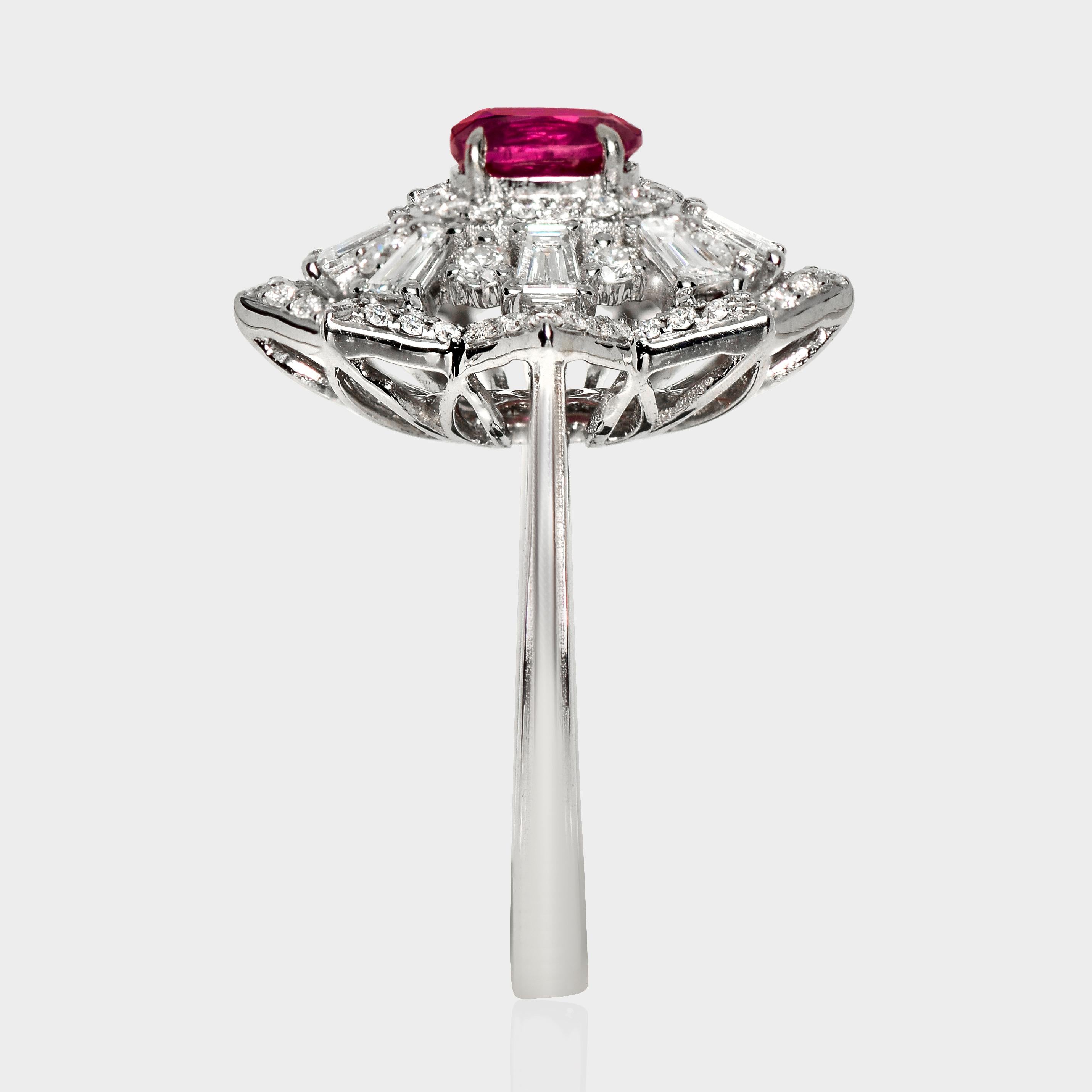 GIA 0.88 ct 18K White Gold Unheated Afghanistan Ruby Engagement Ring Damen im Angebot