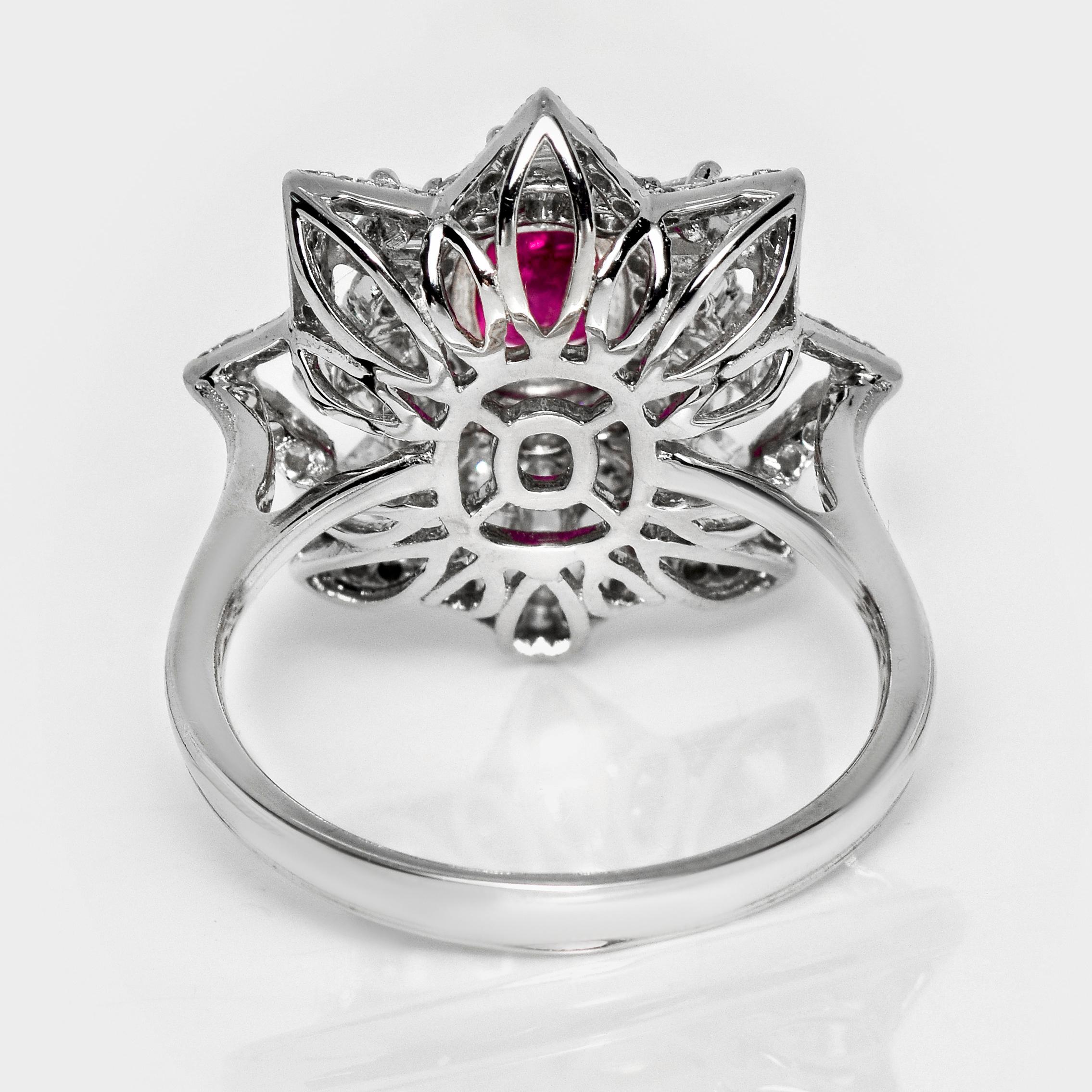 GIA 0.88 ct 18K White Gold Unheated Afghanistan Ruby Engagement Ring im Angebot 1