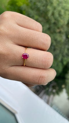 GIA 0,88ct Burmese Unheated Ruby Ring (Ruby Solitaire Ring)-1,55 Gramm
