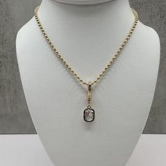 GIA 0.88ct Old Mine Cut Diamond Pendant 14K Gold Georgian Style
