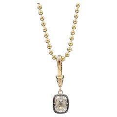 GIA 0.88ct Old Mine Cut Diamond Pendant 14K Gold Georgian Style