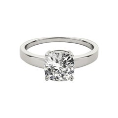 GIA 0.8ct Cushion Solitaire Four-Prong Euro Shank White Gold Diamond Ring